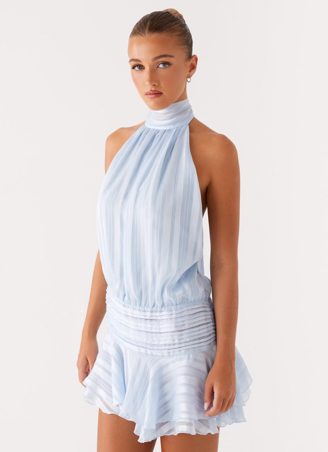 Willow Chiffon Mini Dress - Blue - Blue / AU 6