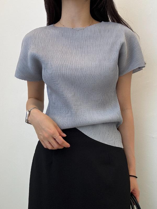 뮤트 플리츠 반팔 티셔츠 4color