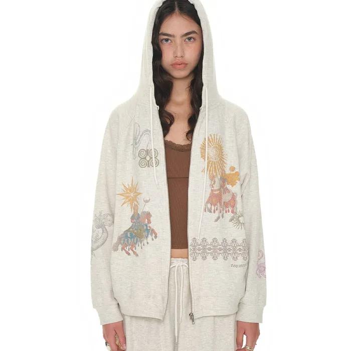 TAROT WAFFLE ZIP-UP HOODIE (IVORY)