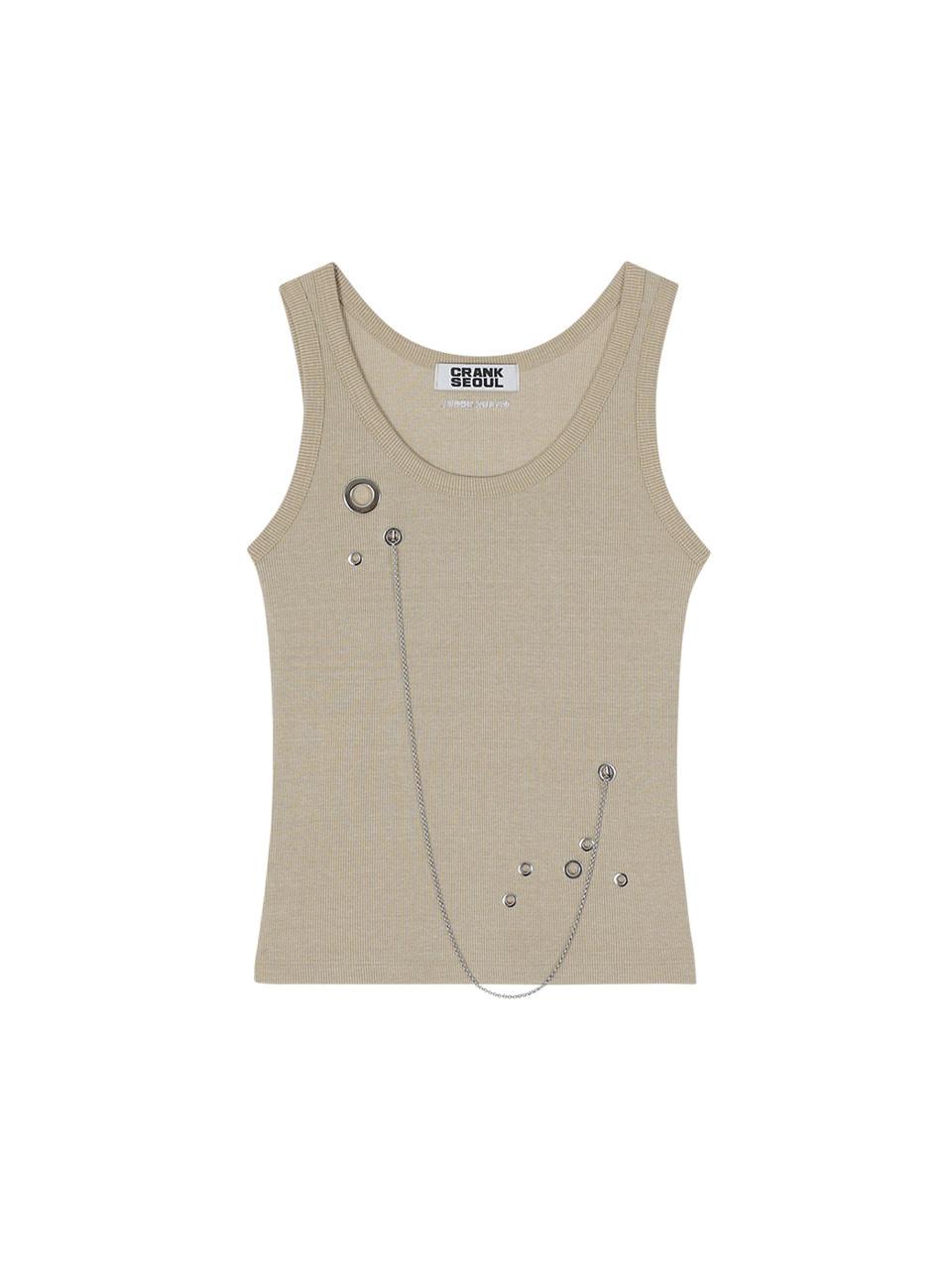 EYELET CHAIN SLEEVELESS_BEIGE