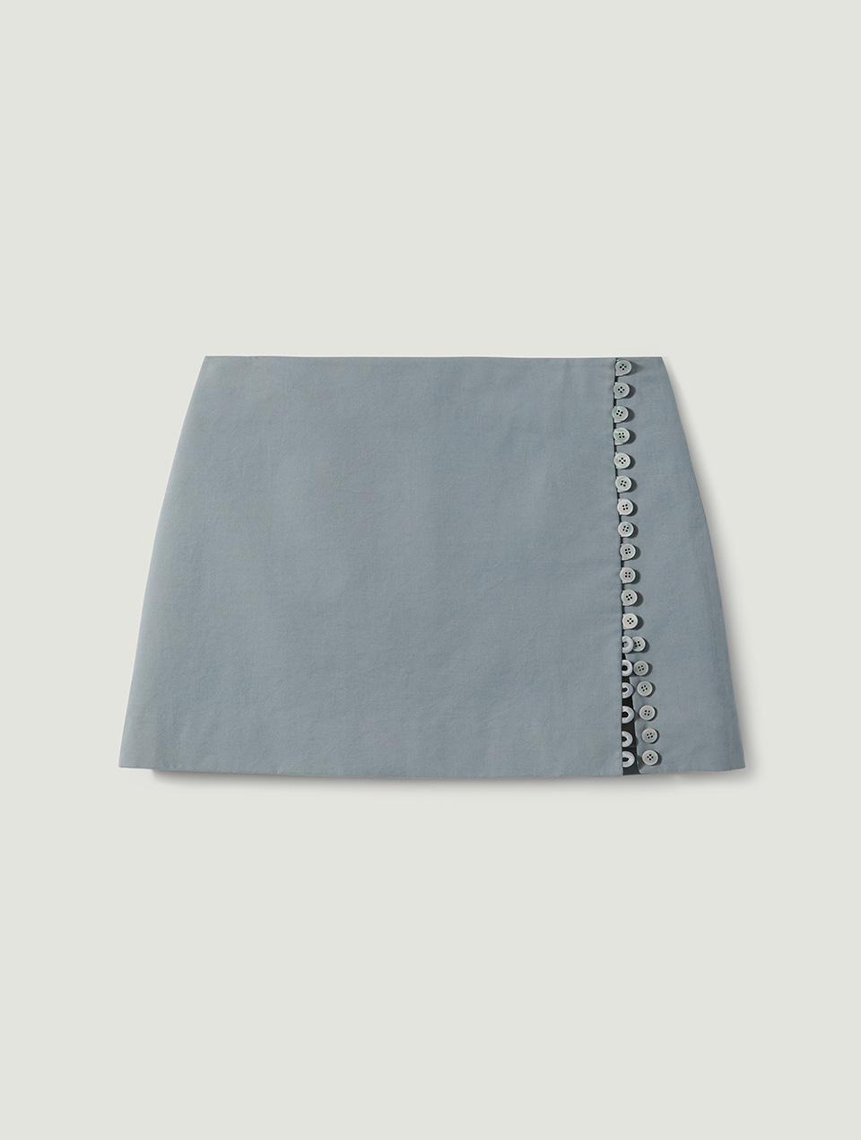 Button-Line Mini Skirt_Blue Grey