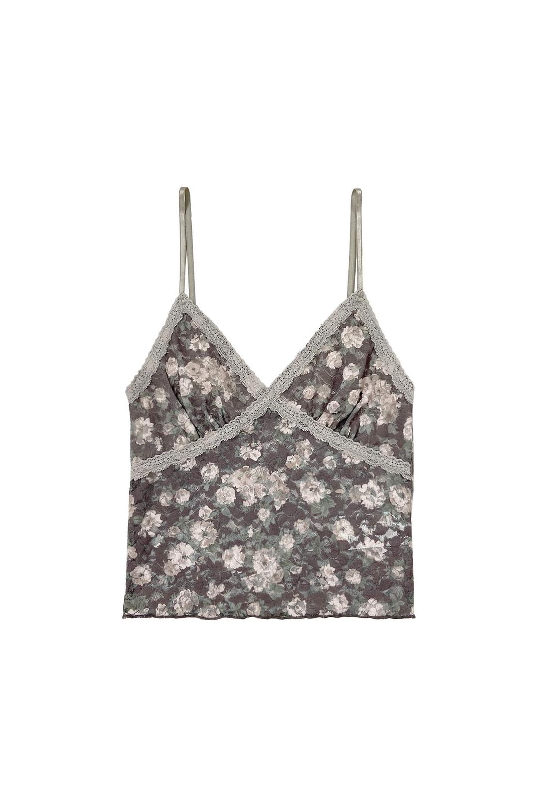 FLORAL LACE CAMI TOP (BROWN)