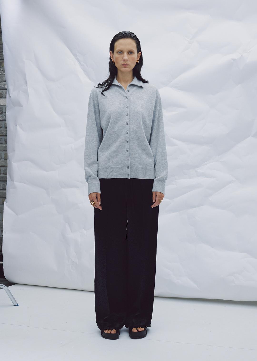 Various Half-Neck Button Top, Grey