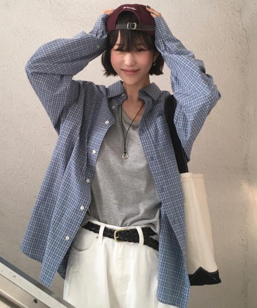 빈티지 코티지 체크 셔츠_라이트 블루