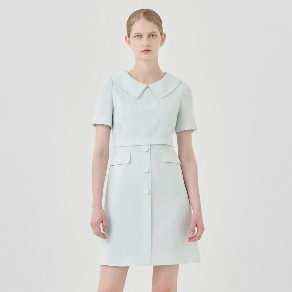 [라인어디션]배색 레이스 트위드 원피스 NGOPNF9800