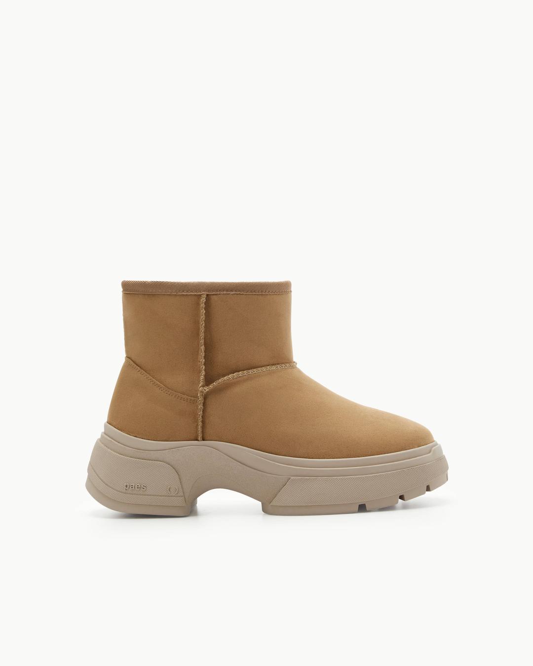 Short Basic Fur Boots / Camel