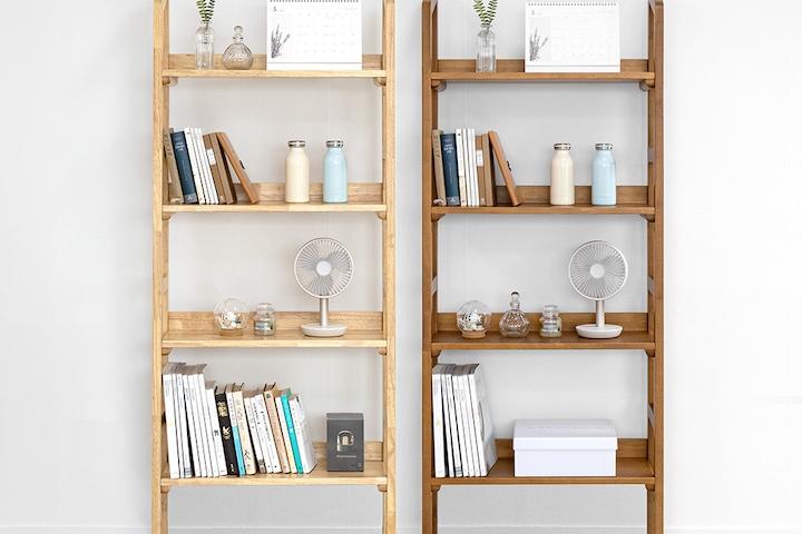 몬타 고무나무 원목 수납 4단 선반 겸 책장 2colors