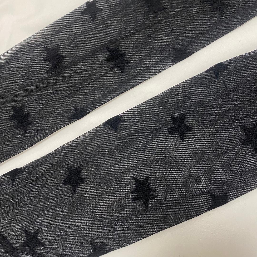 걸스네버크라이 Seethrough star stocking / 스타 무늬스타킹 별무늬 씨스루 검정스타킹 유니크포인트 블랙 니삭스 무채색 타투스타킹 시스루