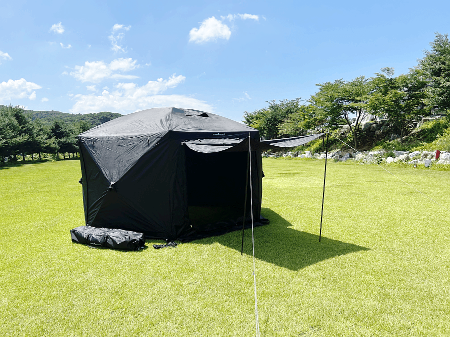 육각쉘터 헥사곤 (플라이 그라운드시트 포함) 카키+브라운 면혼방 TC 육각텐트 옥타