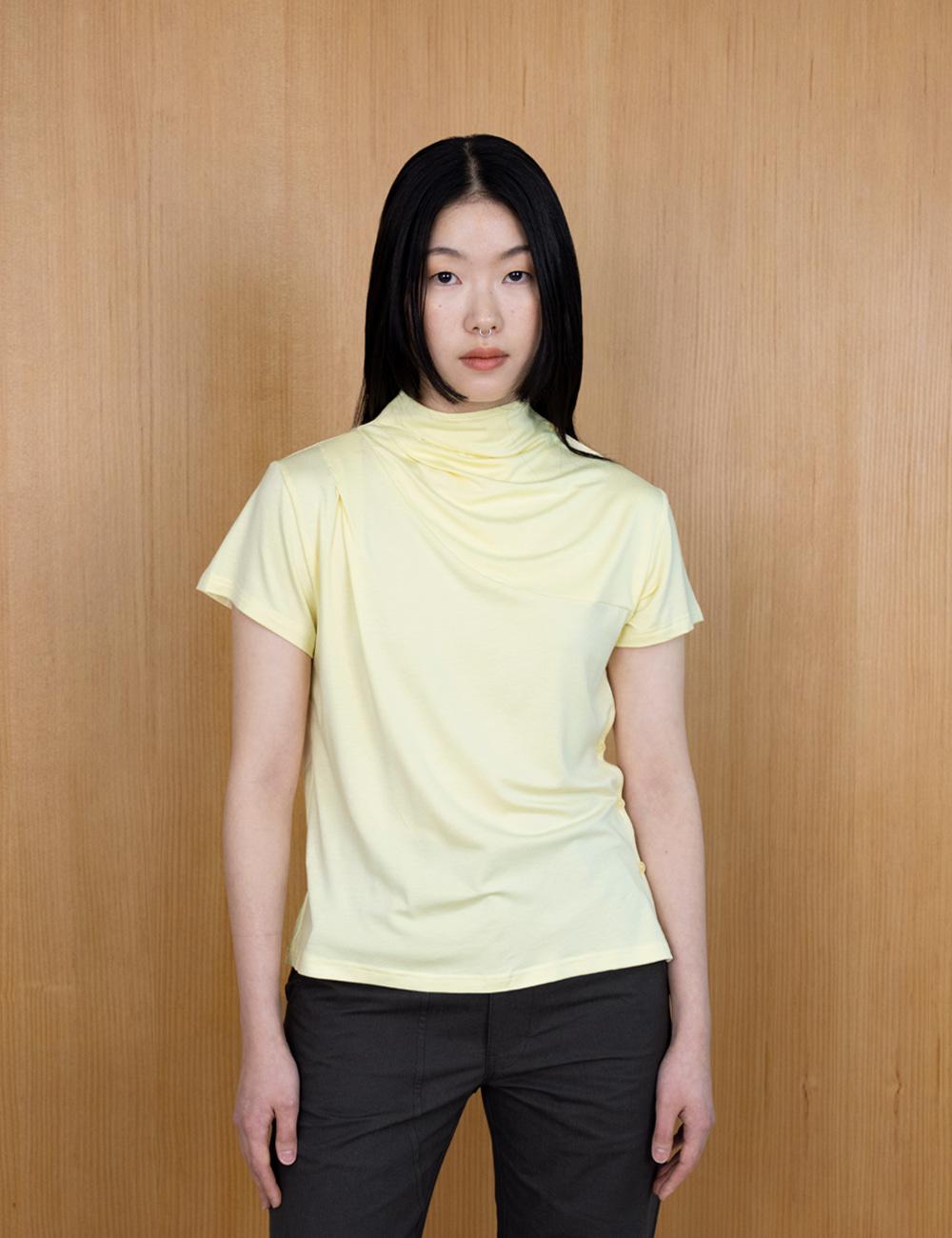 Button Drape Jersey in Lemon