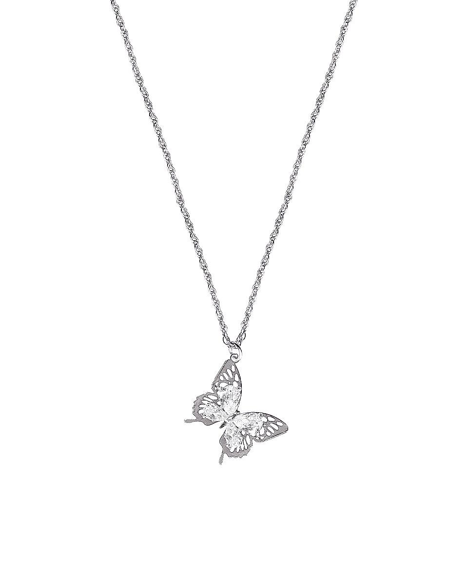 큐빅 실버 나비 펜던트 목걸이
