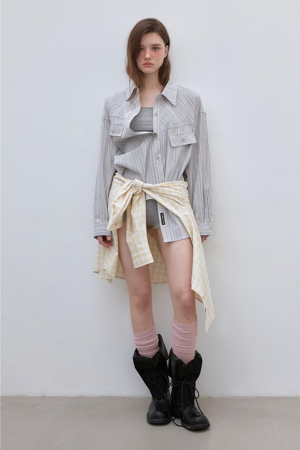 VINTAGE SHEER STRIPE SHIRTS (BLUE & GREY)