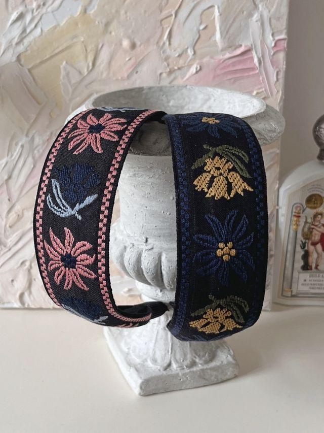 반다나 헤어밴드 no276 와이드 자수 꽃머리띠