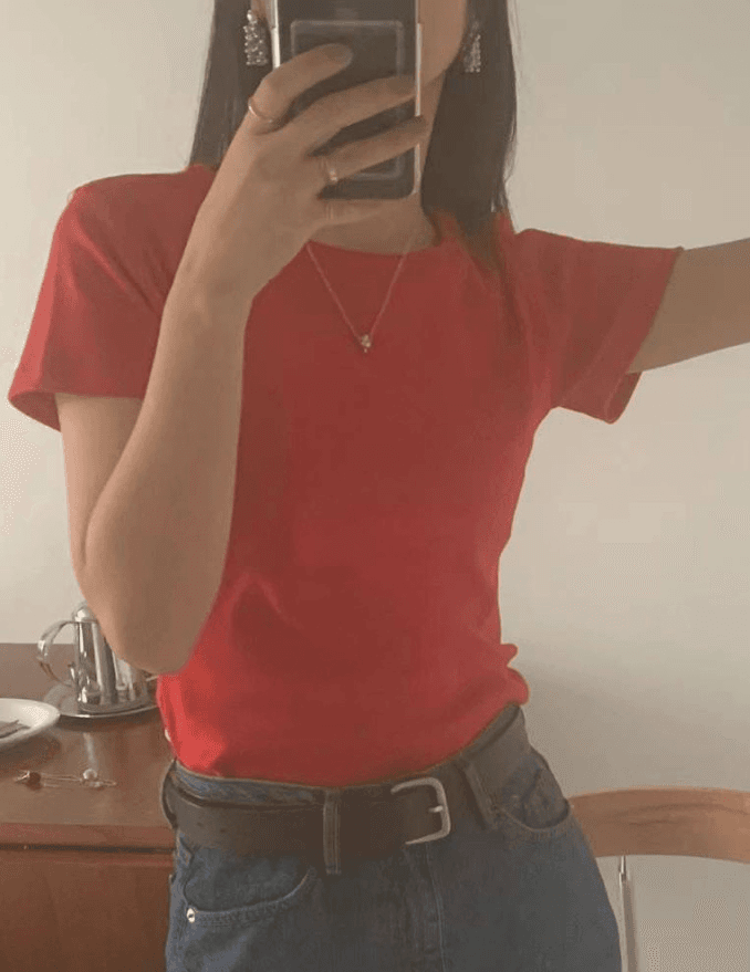 바질 캔디티셔츠 봄 여름 반팔 크롭티 기본 이너 여성티