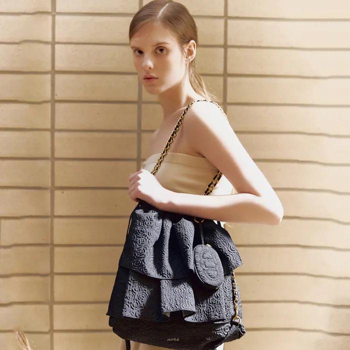 [FRILL] 블랙 체인 백팩 겸 숄더백 M AABA5F710BK