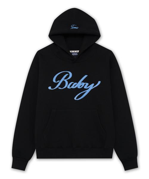 레터링 베이비 부클 후드 블랙