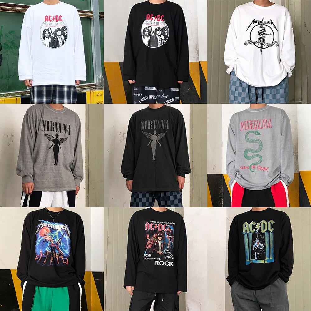ACDC 너바나 메탈리카 락밴드 스트릿 프린팅 오버핏 긴팔티셔츠 쭉티 맨투맨 롱슬리브