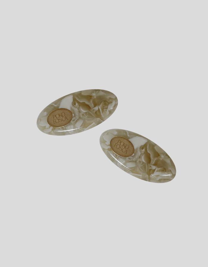 poko fosca) MINI HAIR PIN (MARBLE IVORY)