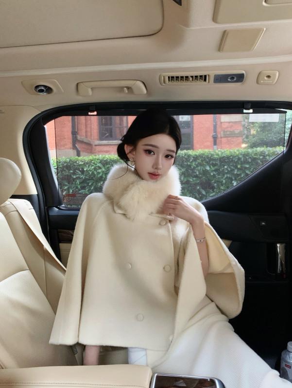 아니스 로에 폭스퍼 90% 울 10% 알파카 카라 케이프코트 2color