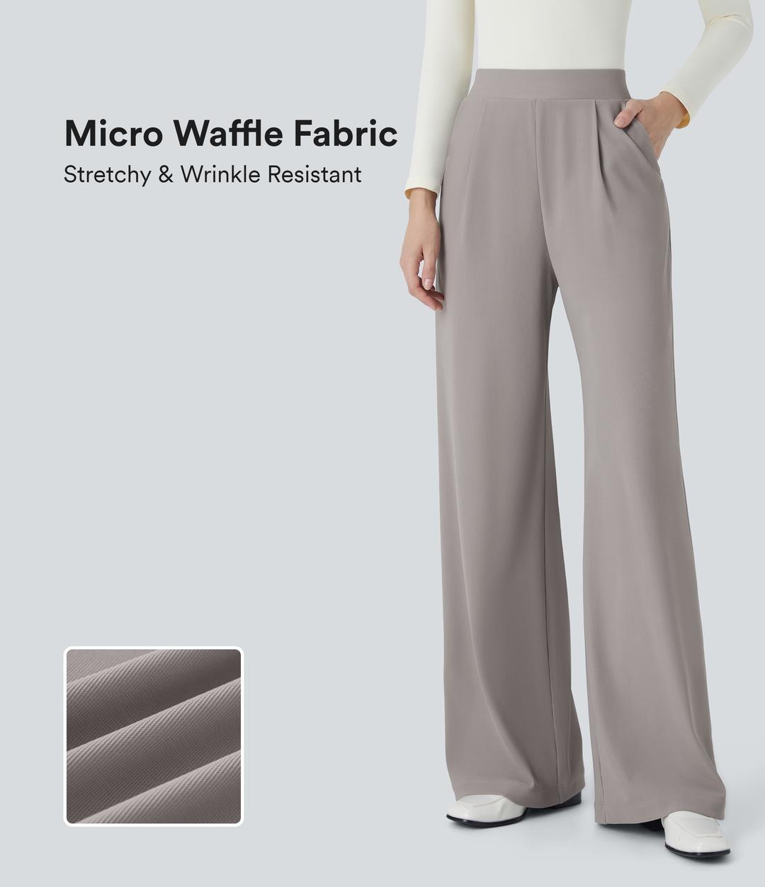 Halara Flex™ 하이웨이스트 바디 스컬프트 허리 슬리밍 옆주머니 와이드 마이크로 와플 워크룩 팬츠