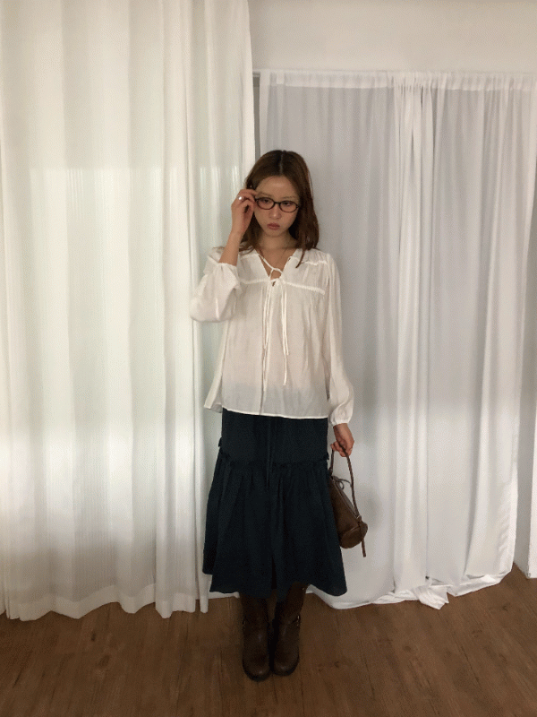 컨트리 체크 프릴 스커트