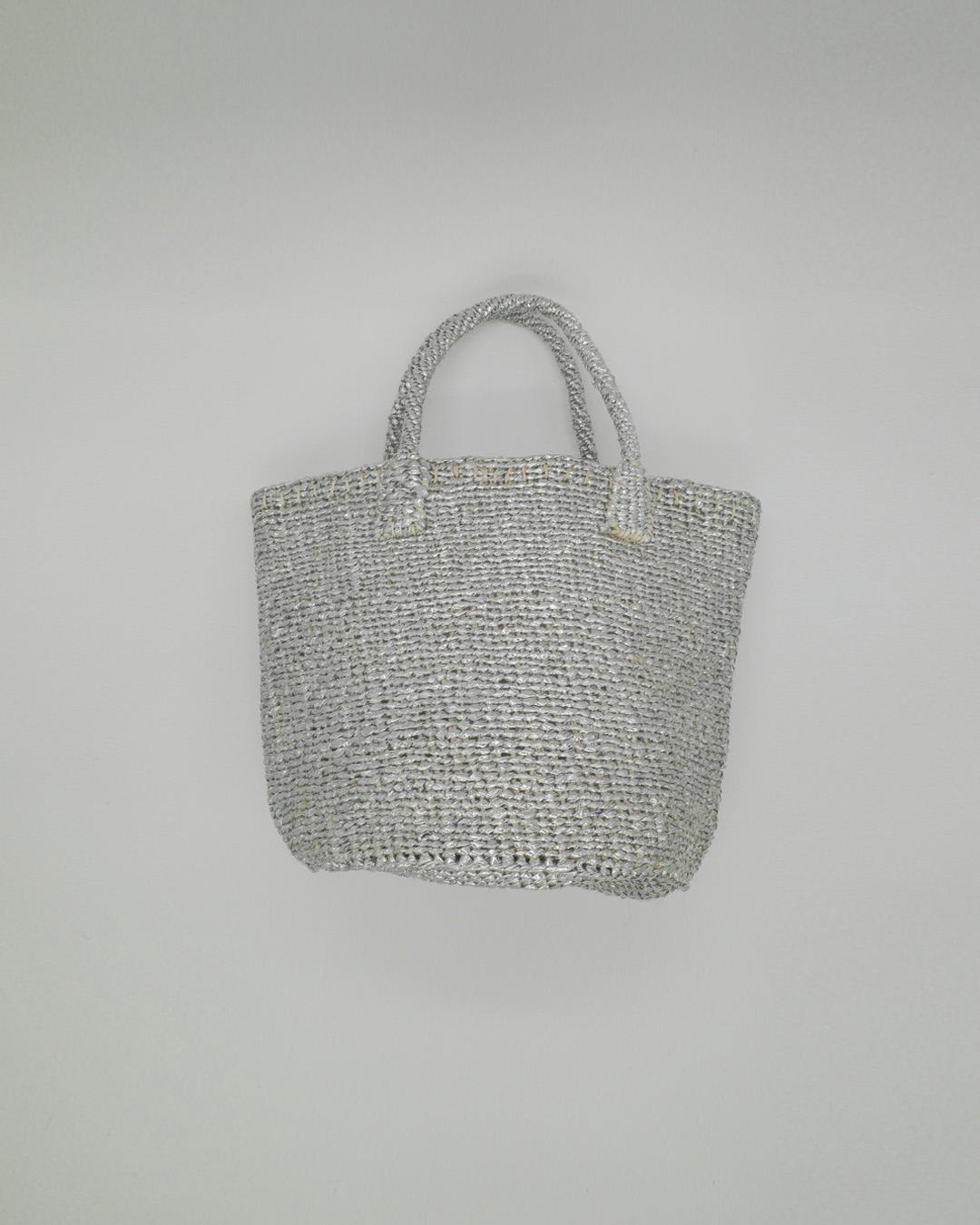 AFRICAN SQUARE - Sisal Bag 9inch (Silver)