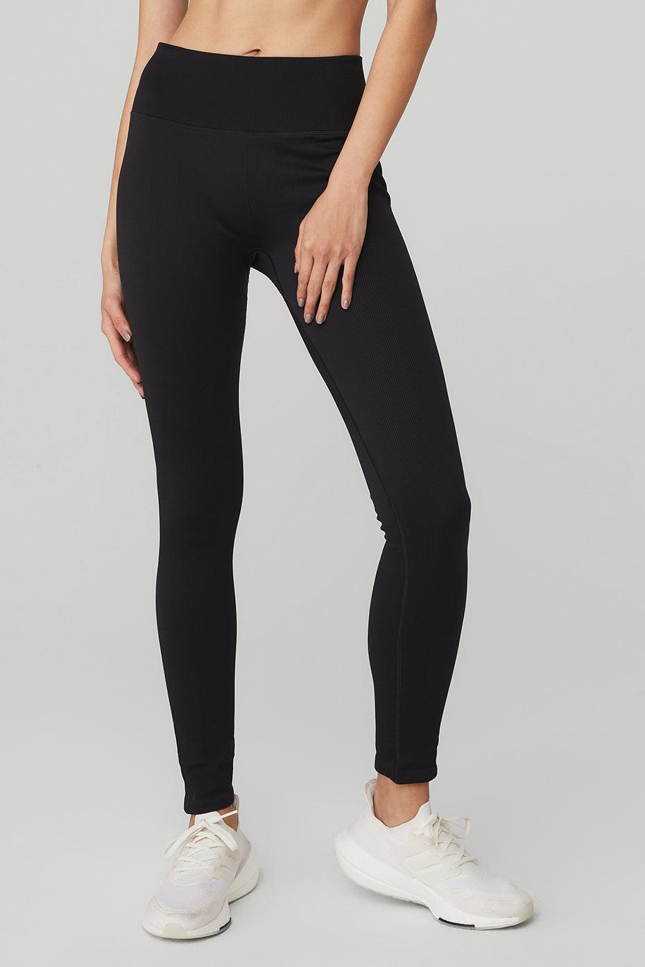 Seamless High-Waist Ribbed Legging - Black - Black / XS