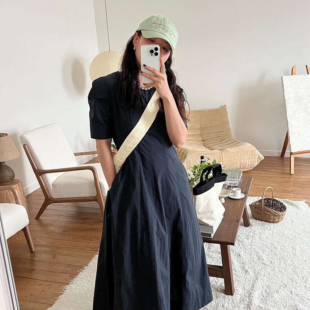 [소소 착용]볼륨 슬리브 플레어 원피스 NY_K232PSE701