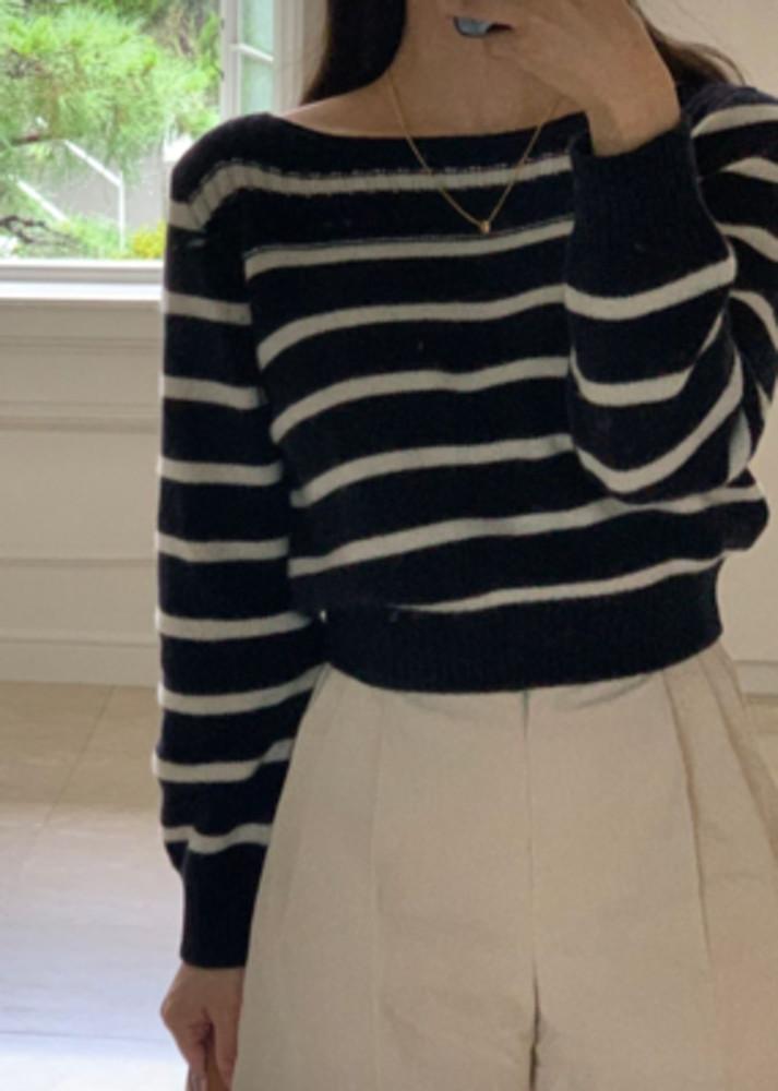 (쿠폰) 미엘 단가라 보트넥 울 니트