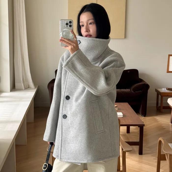 [누가영 착용] HAYES HALF COAT (LIGHT GREY)
