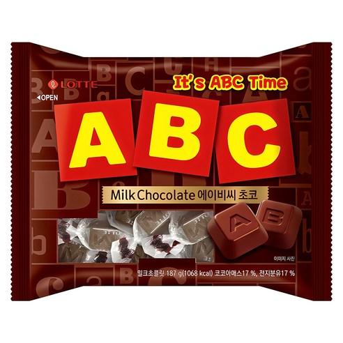 롯데웰푸드 ABC 초콜릿, 187g, 1개 - 밀크 초콜릿 | 쿠팡