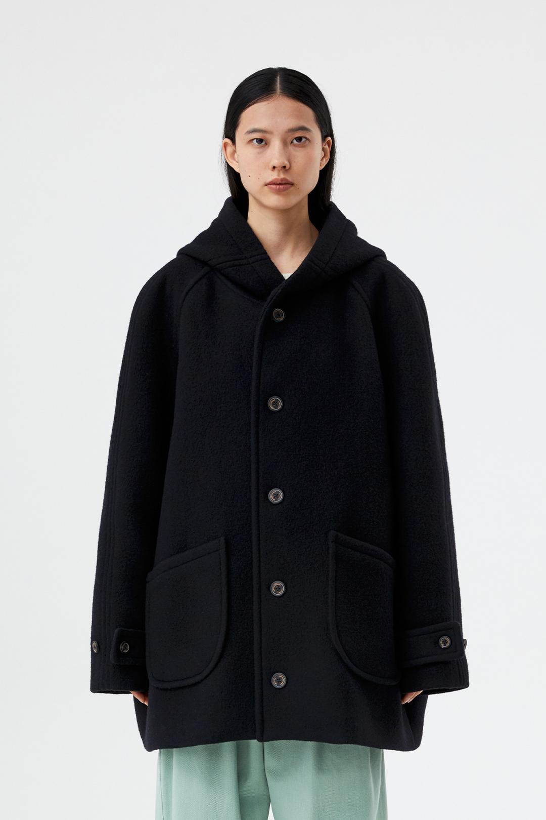 Oversized hoodie half coat_Dark Navy