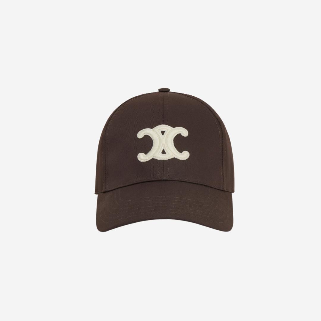 (W) Celine Triomphe Baseball Cap in Cotton Cacao