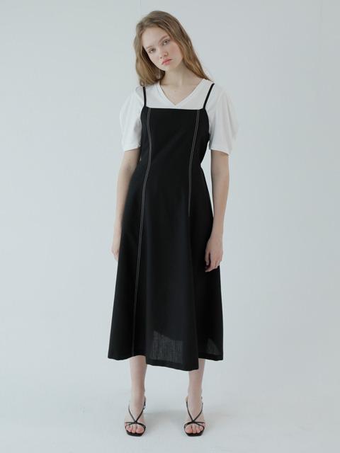 [예약배송 3/31] STITCH CAMISOLE DRESS / BLACK