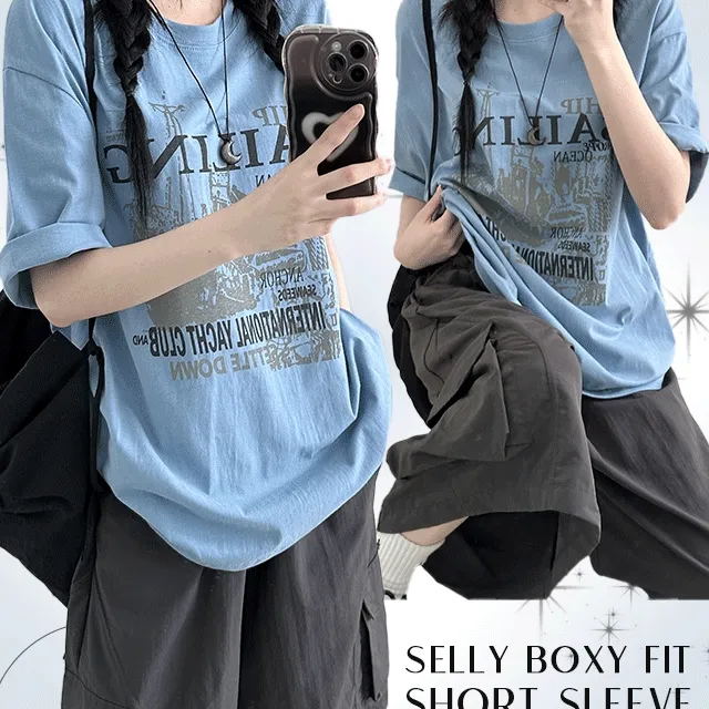 1+1할인[빈티지/남녀공용] 셀리 박시핏 반팔티