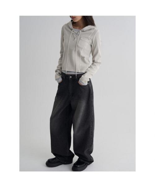 가먼트워싱 슬림 후디탑  그레이