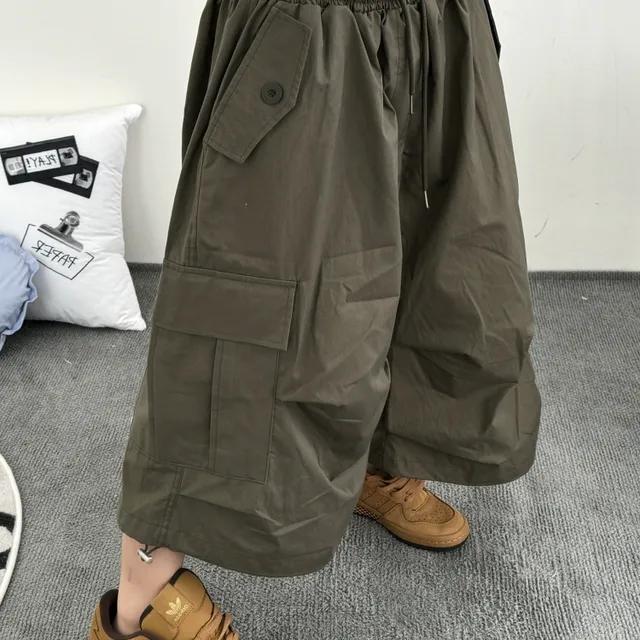 [UNISEX]더블 포켓 커버 포인트 유니크 핀턱 카고 코튼 루즈 스트링 버뮤다 하프 팬츠(4color)