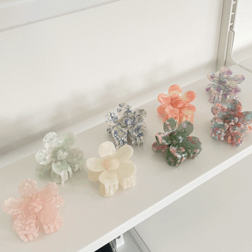 [무배] 셀룰로오스 반묶음 꽃 집게핀 헤어핀 8 color