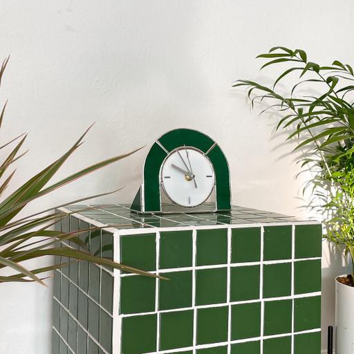 스테인드글라스 미드센츄리 탁상 스탠드시계