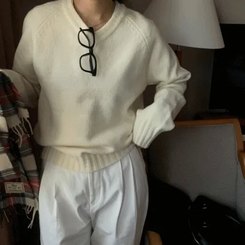 루시드 브이넥 시보리 니트 스웨터 2color