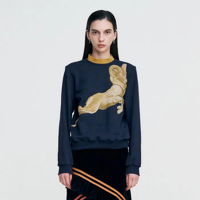 Double Rib Sweatshirt - Dall Sheep _ NAVY