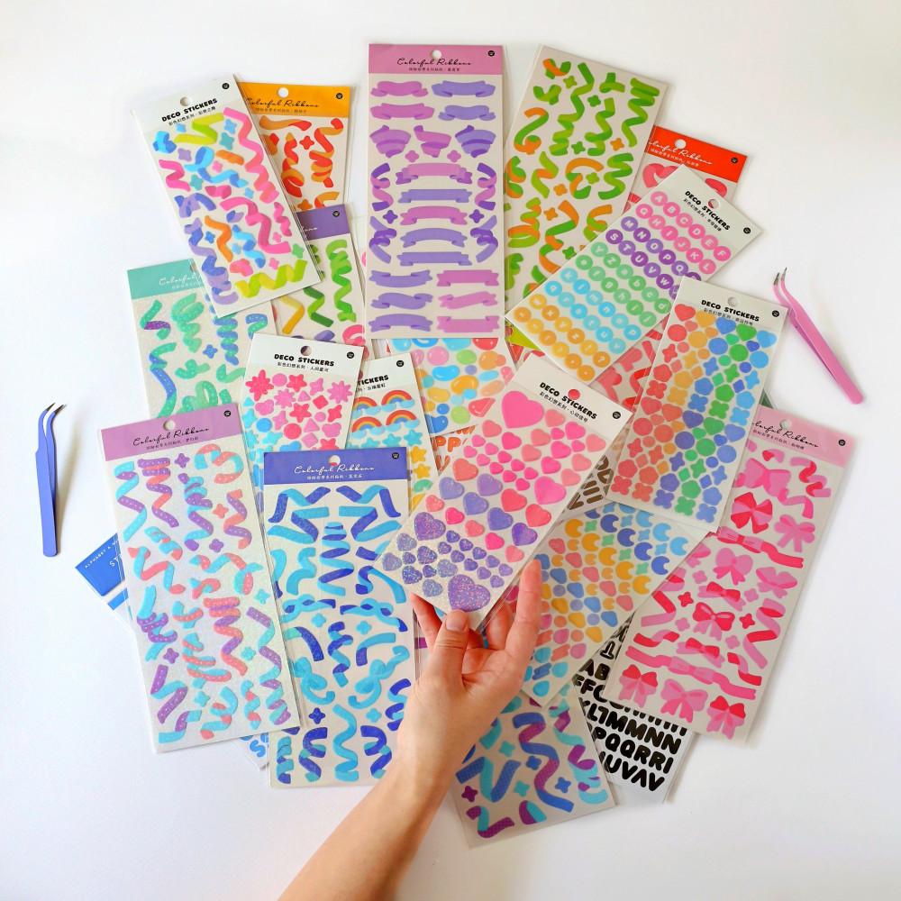 A타입 컨페티 스티커 8종 세트 탑꾸 폴꾸 홀로그램 다꾸 랜덤 박스팩 노트북 알파벳 인스