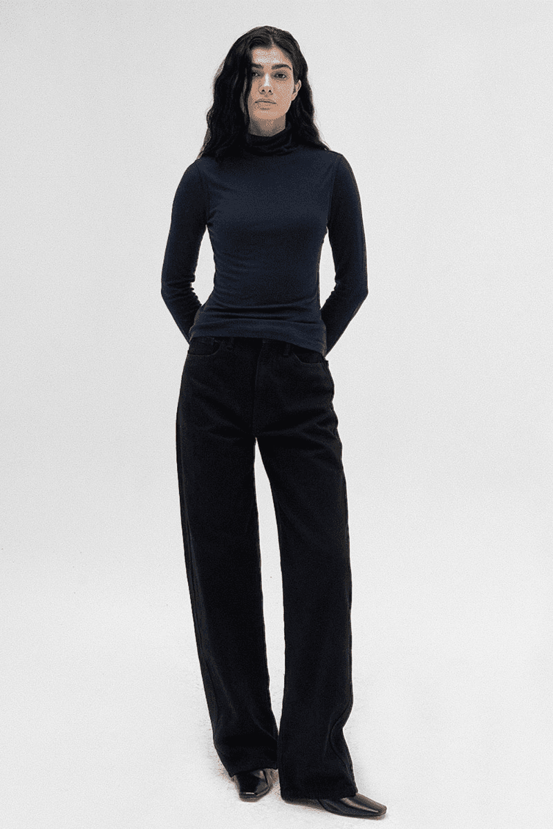 Round cotton pants (Black)