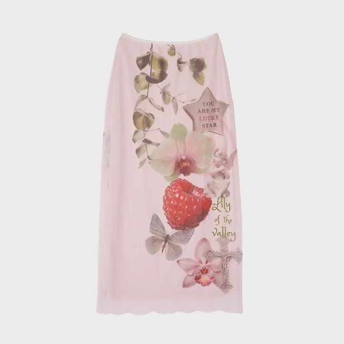 포그 롱 메쉬 스커트_핑크