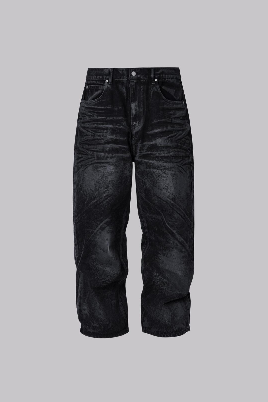 COATED BLACK DENIM PANTS