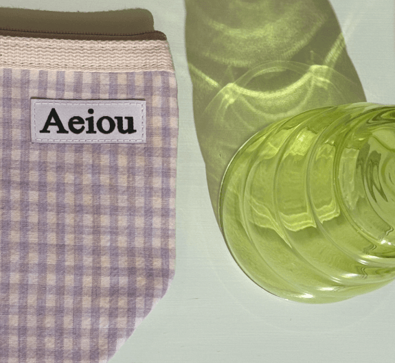 Aeiou Basic Pouch (M size) Pudding Check Podo