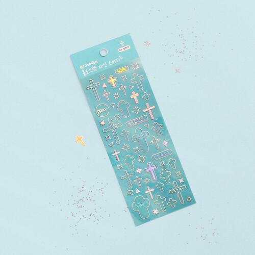 그레이스벨 홀로그램 라인 스티커 03.십자가 [갓피플몰]