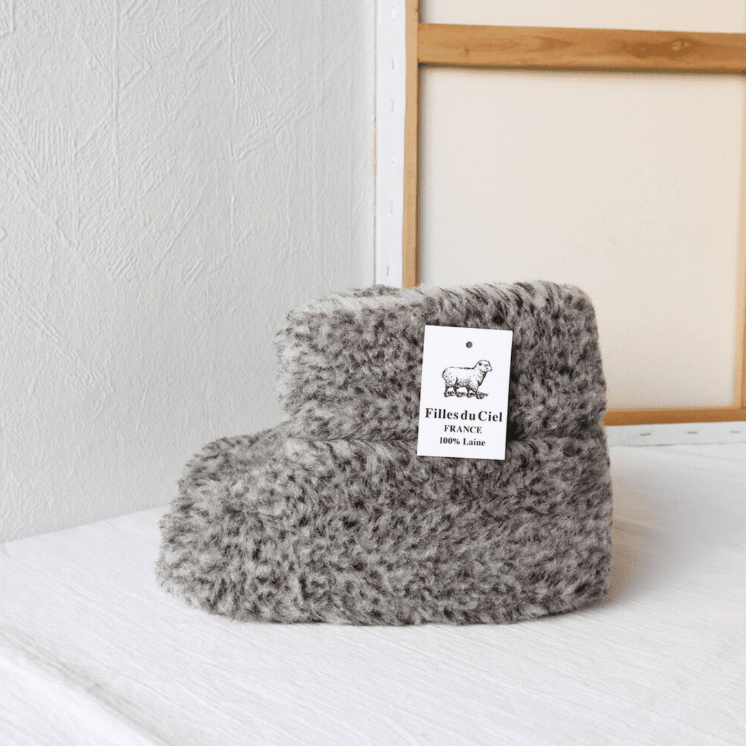 [Filles du Ciel] 프렌치 양털 실내화 - 부츠형 / 회색