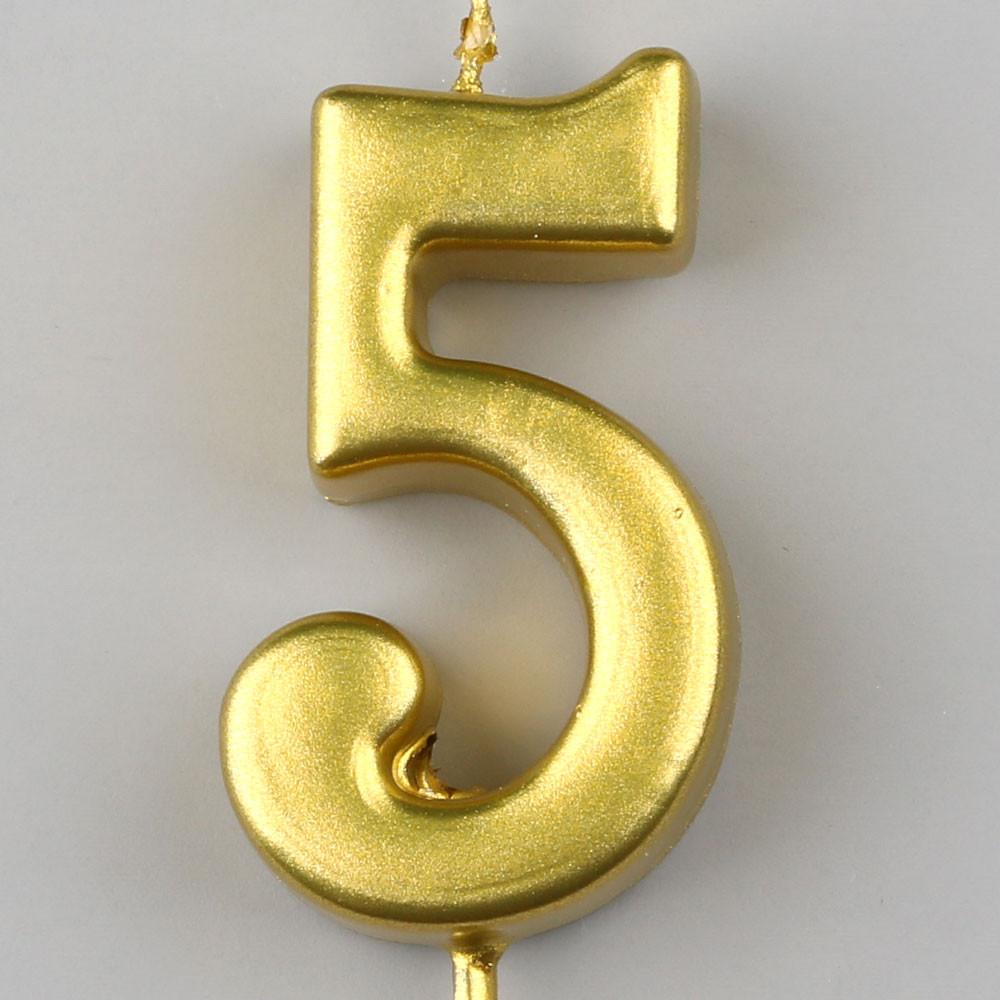 생일 케이크 이벤트 기념일 골드 숫자초 5번