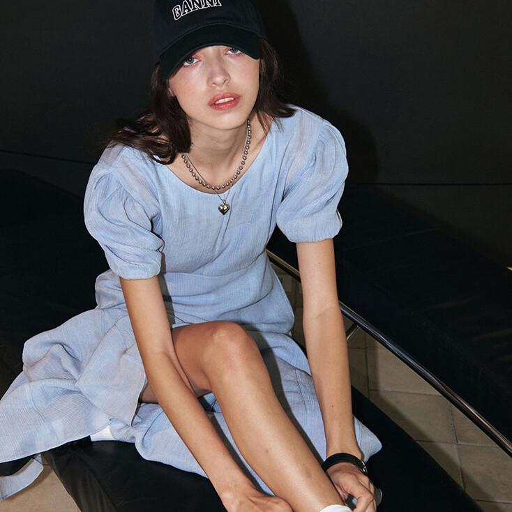 23 Summer_ Blue Puff Sleeve Dress